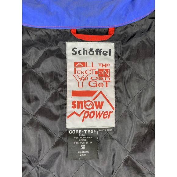 Vintage Schöffel Snow Powder Gore-Tex Hooded Ski Jacket Men's 40/L Red Blue READ - Picture 4 of 13